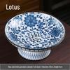 Blue & White Porcelain High-Footed Fruit Bowl for Tea Room or Coffee Table