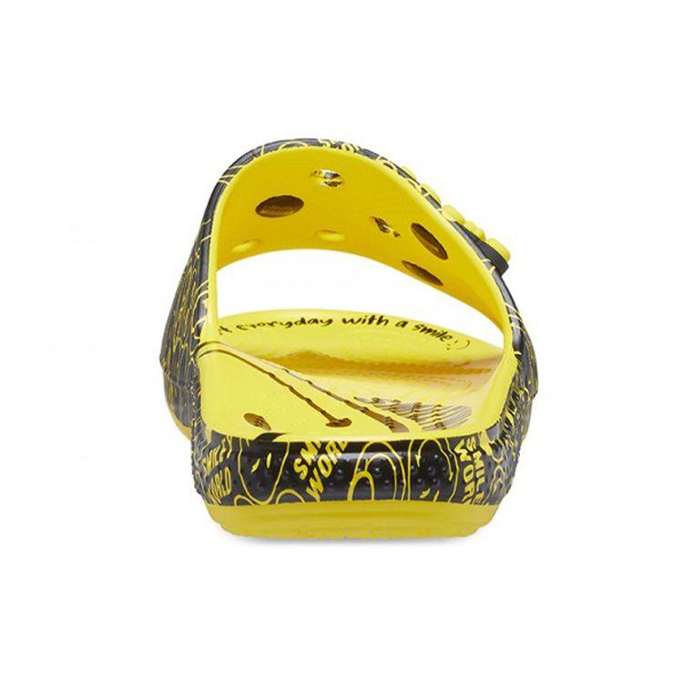 Crocs Smiley X Classic Collaboration Full Print Smiley Face Color Block Trendy Sports Clogs Unisex Clogs Yellow Black 207123-7B3
