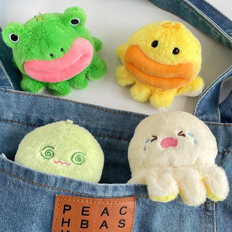 Adorable Frog And Duck Plush Keychain Couple Cute Animal Transforming Bag Charm