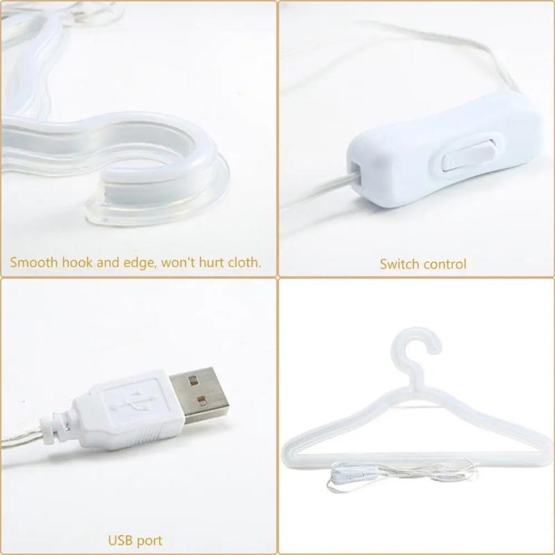 Modern Illuminated Garment Hanger Plastic Construction Clothes Organizer Laundry Hanger with Soft Lighting Effect