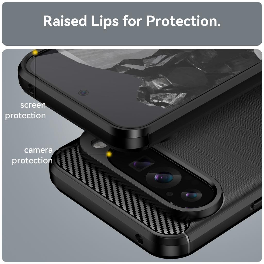 For Google Pixel 9 Pro XL TPU Case Carbon Fiber Texture Mobile Phone Cover