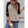 Women's Autumn and Winter Colour Blocking Casual Long Sleeve Top