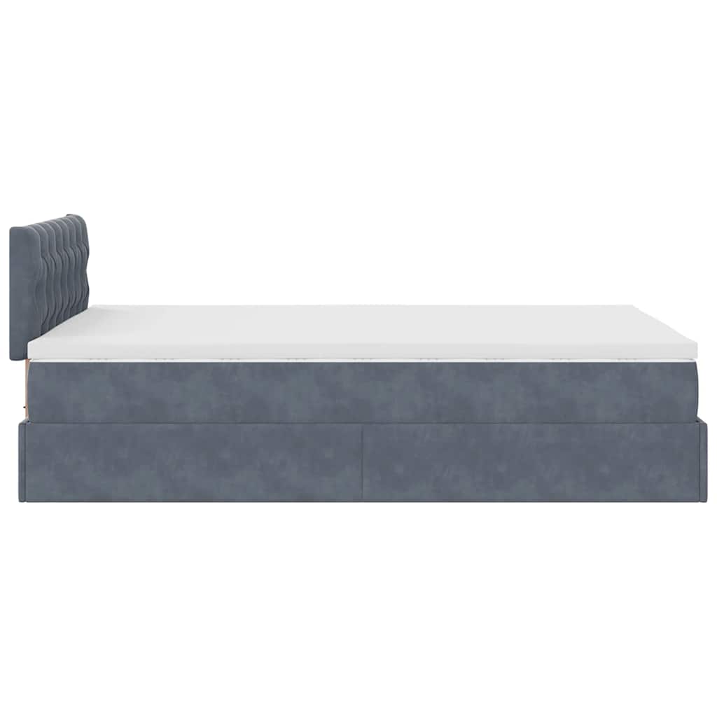 Ottoman Bed with Mattress & LEDs Dark Grey 120x200 cm Velvet
