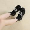 Brand Rhinestone Buckle Shoes Ladies  Thicken Soled Flats Japanned Leather Oxfords Women Casual Slip On Loafers Lolita Shoes