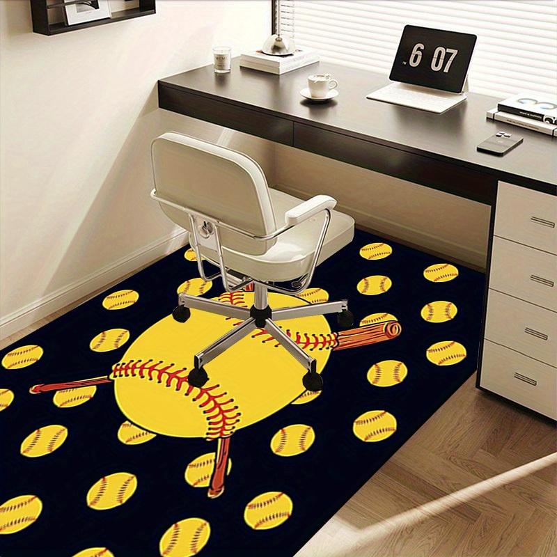 Office Carpet: Softball Theme Decorative Rug for Sofa Protection Under Chairs Sports Fanatic