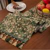 Heimdekoration Vintage Jacquard Tischläufer Verdickte Blumenmuster-Tischdecke mit Quaste Tischabdeckung Neujahr
