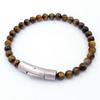 Stainless Steel Tigers Eye Beaded Bracelet Men Women Geometric Style Fashion OL Jewelry