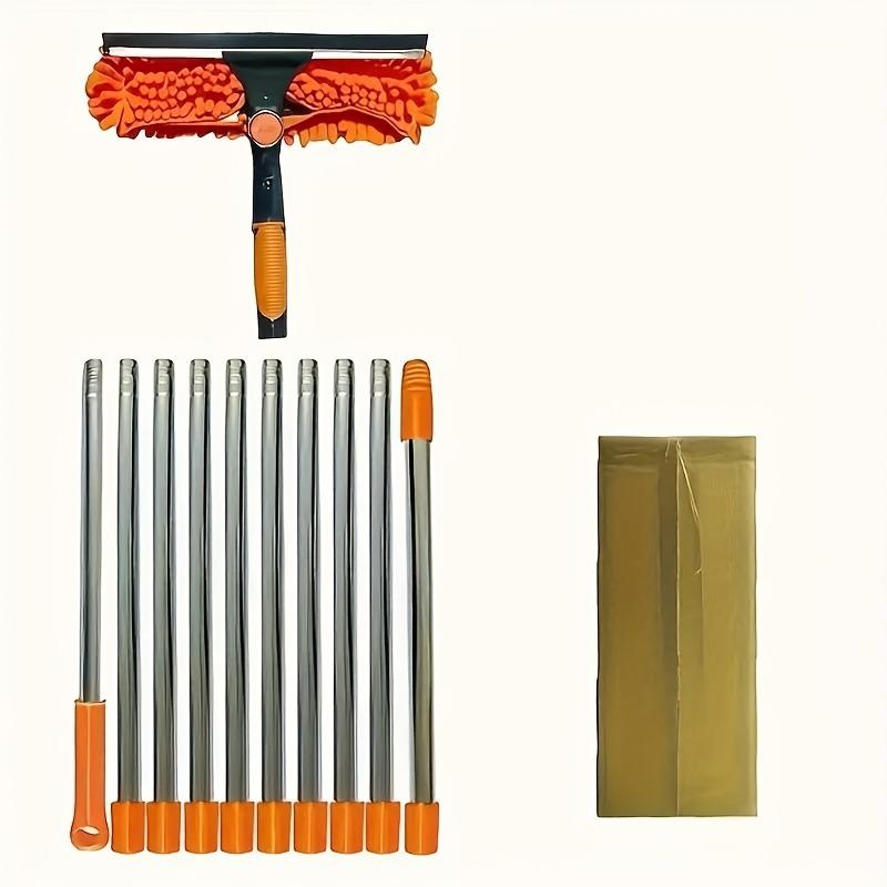 3-In-1 Telescopic Dusting Brush Set 3 To 4.27 Meter Extendable Pole Multifunctional Cleaning Kit for Ceilings Wall Outdoor Areas