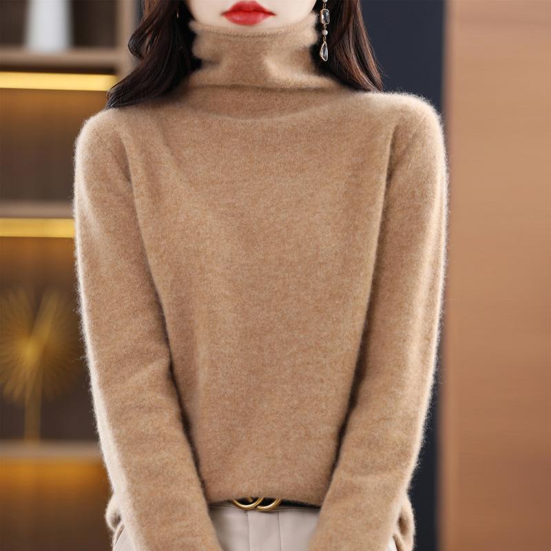Wollrollkragenpullover Neu Einfarbig High-End Locker Joker Strickpullover Frau