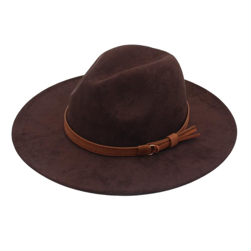 Stage Play Cowboy Big Brim Jazz Hat Imitation Suede Felt Hat Drama Performance Yellow Velvet Hat With Accessories