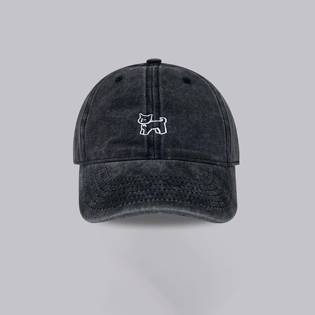 

Fashion Korean Baseball Hat for Women Vintage Summer Puppy Embroidery Sunshade Cap Girls Washed Peaked Duck Tongue Hat Adjustable чорний