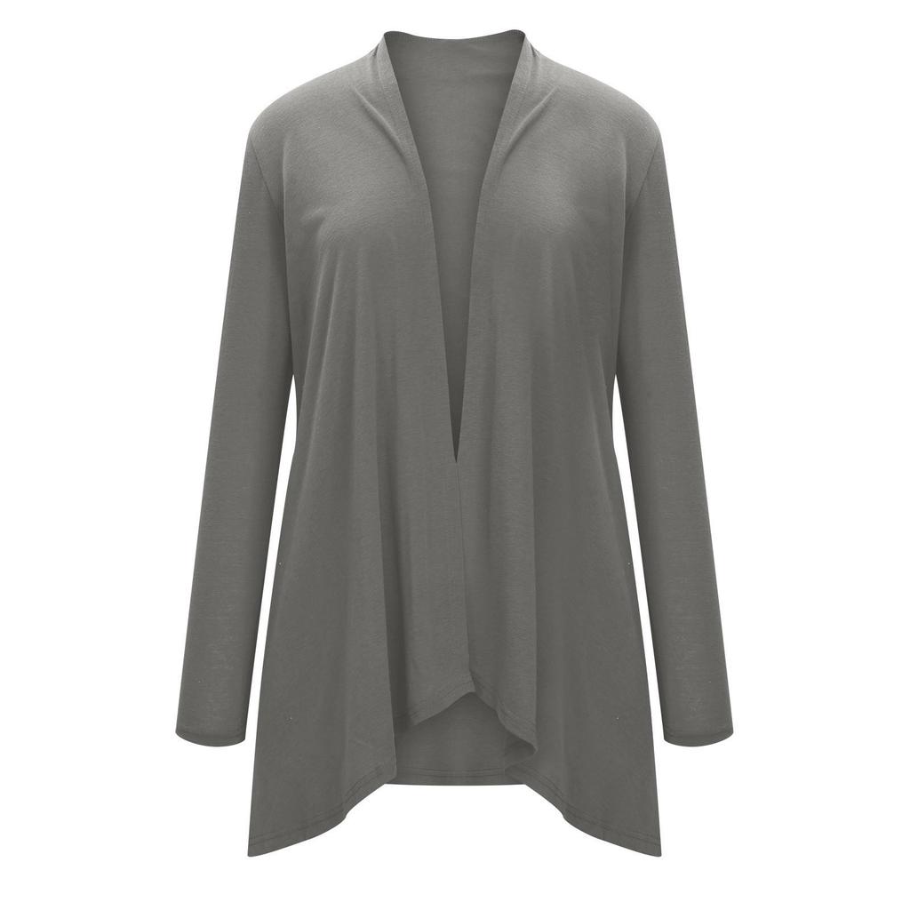 European and American Women's Knit Long Sleeve Solid Cardigan with Pockets - In Stock