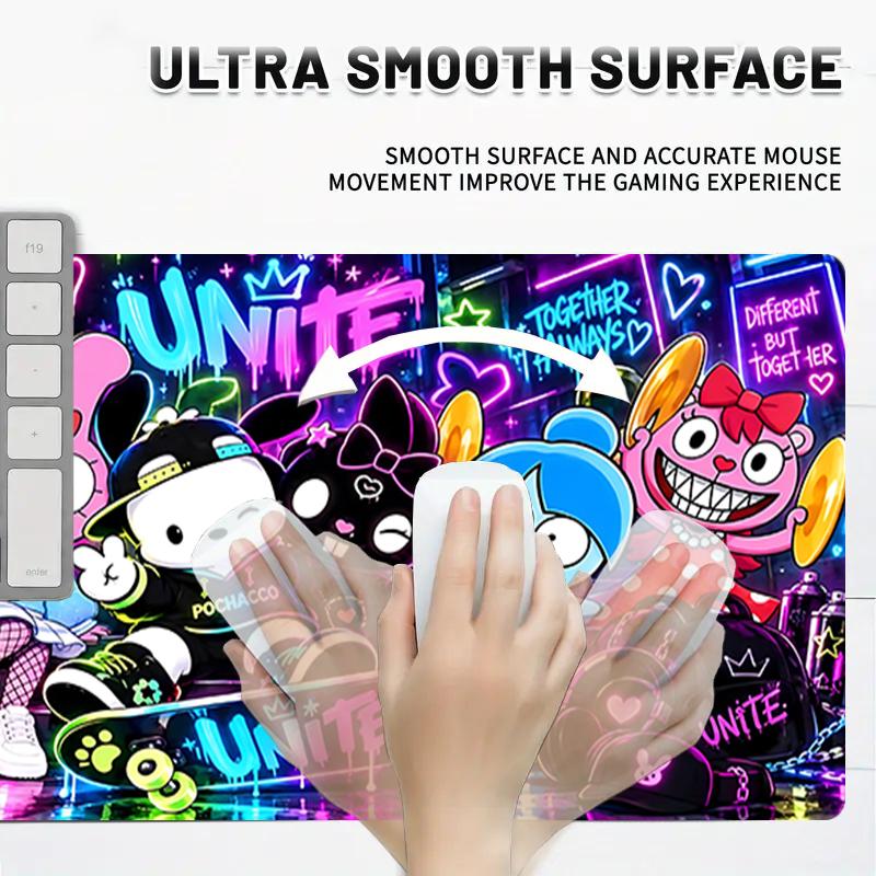 1Pc Neon Friends Adventure Gaming Mouse Pad Keyboard Desk Mat Non-slip Rubber Lock Edge Waterproof Computer Mousepad for Office Home Decor S155