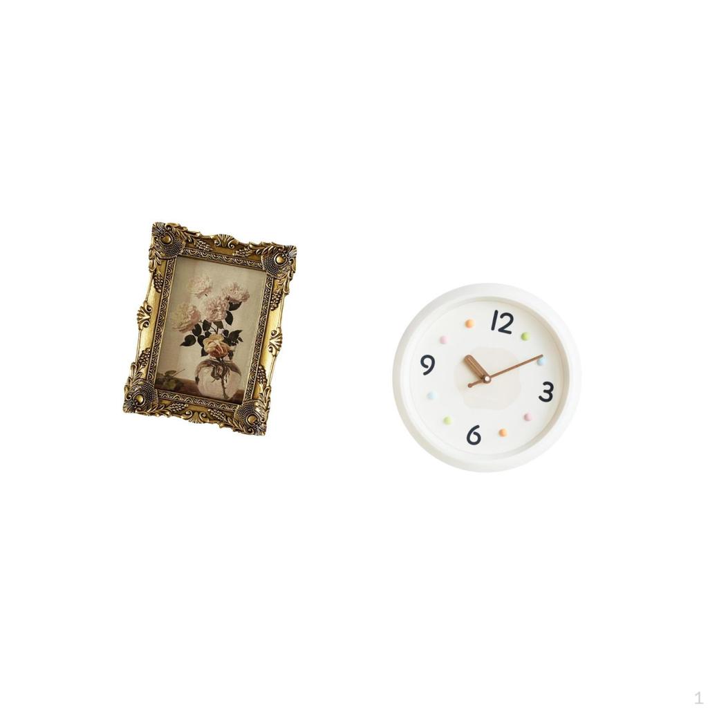 Vintage Resin Photo Frame And Modern Wall Clock Combination for Elegant Tabletop Hallway Wedding