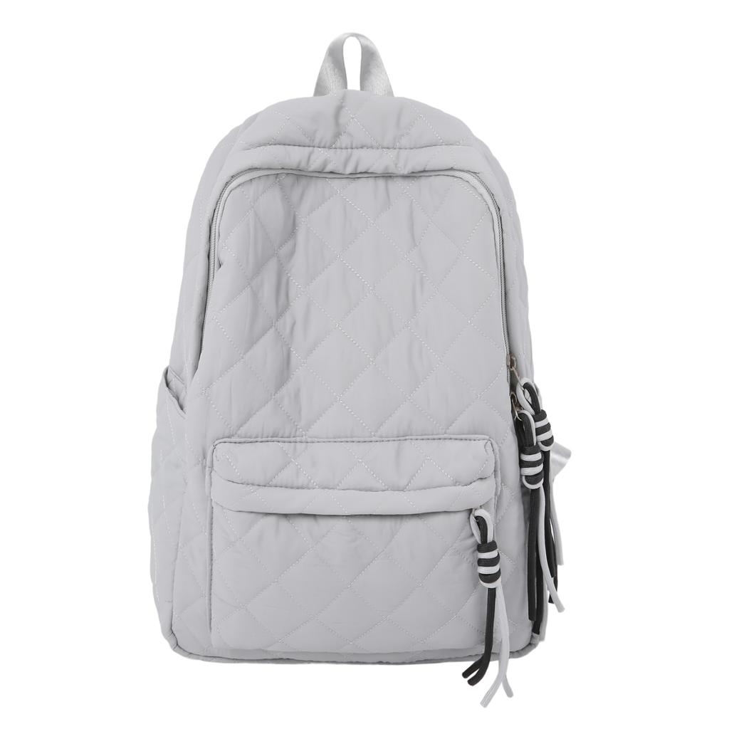 Lightweight Quilted Backpack Casual Fashion Daily Bag Large Capacity School Bag for Students Minimalist Design Commute Travel with Functional Pockets