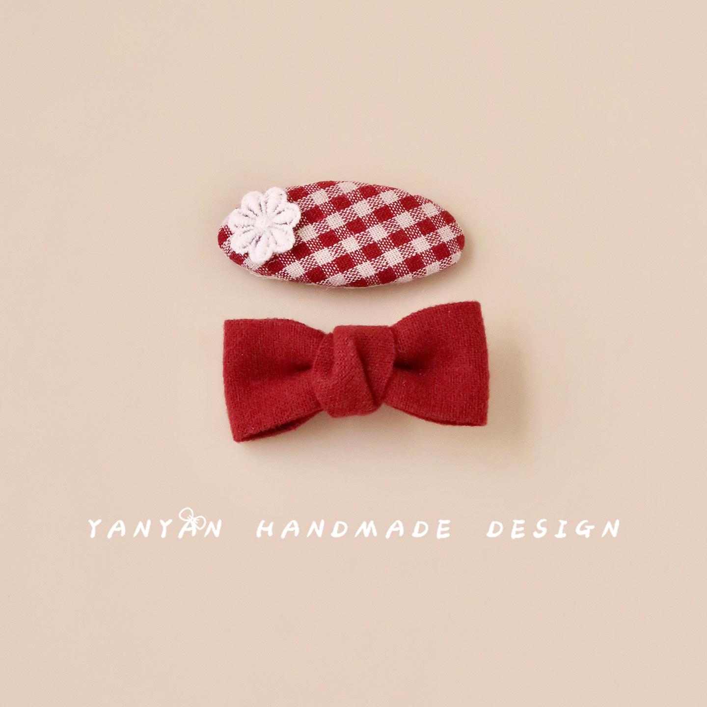 Children s Korean Plaid Bow Hair Clip - Damage-Free Accessory for Girls One Set