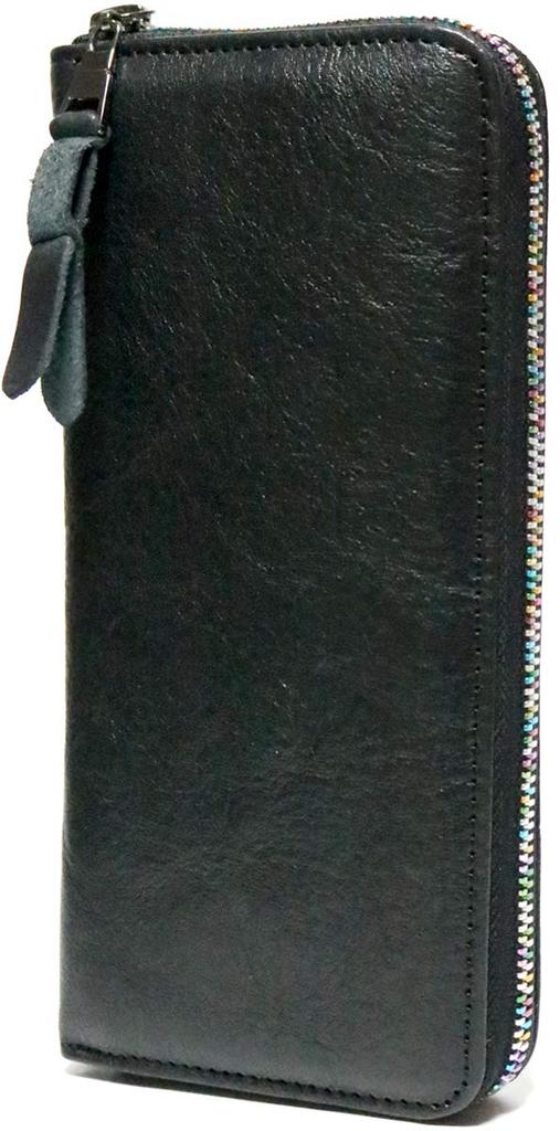 Black Adult Genuine Leather Cowhide Long Wallet Wallet Tochigi Leather Tochigi Leather Long Wallet Round Zip Round Zipper Long Wallet Large Capacity