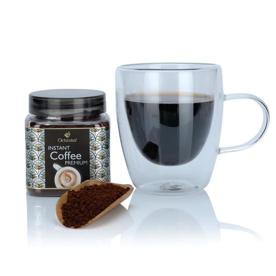 Octavius | Café Instantané Premium -100g | Mélange Fort de 75% Café & 25% Chicorée | Café Noir | Doux | Pot Incassable 100g