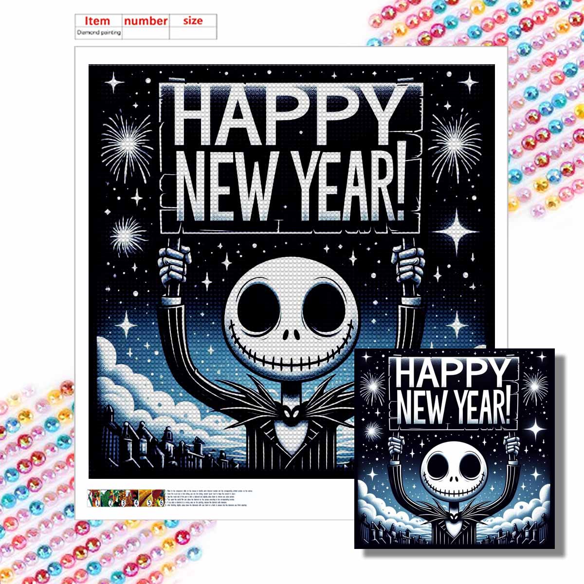 

5D DIY Алмазная Живопись Декоративная С Новым Годом Скелета Полная Круглая Выкладка Пейзаж Алмазная Вышивка Наборы для Вышивания Крестом Домашний Декор Подарок Round 20x20cm