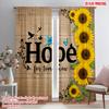 2pcs 2D Flat Printing Window Curtains Hope For Tomorrow Sunflower Birds 100% Polyester Without Electricity Holiday Decorations