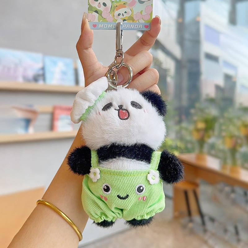 Cartoon Panda Cute Chef Plush Keychain Holder Colorful Pants Accessories Gift