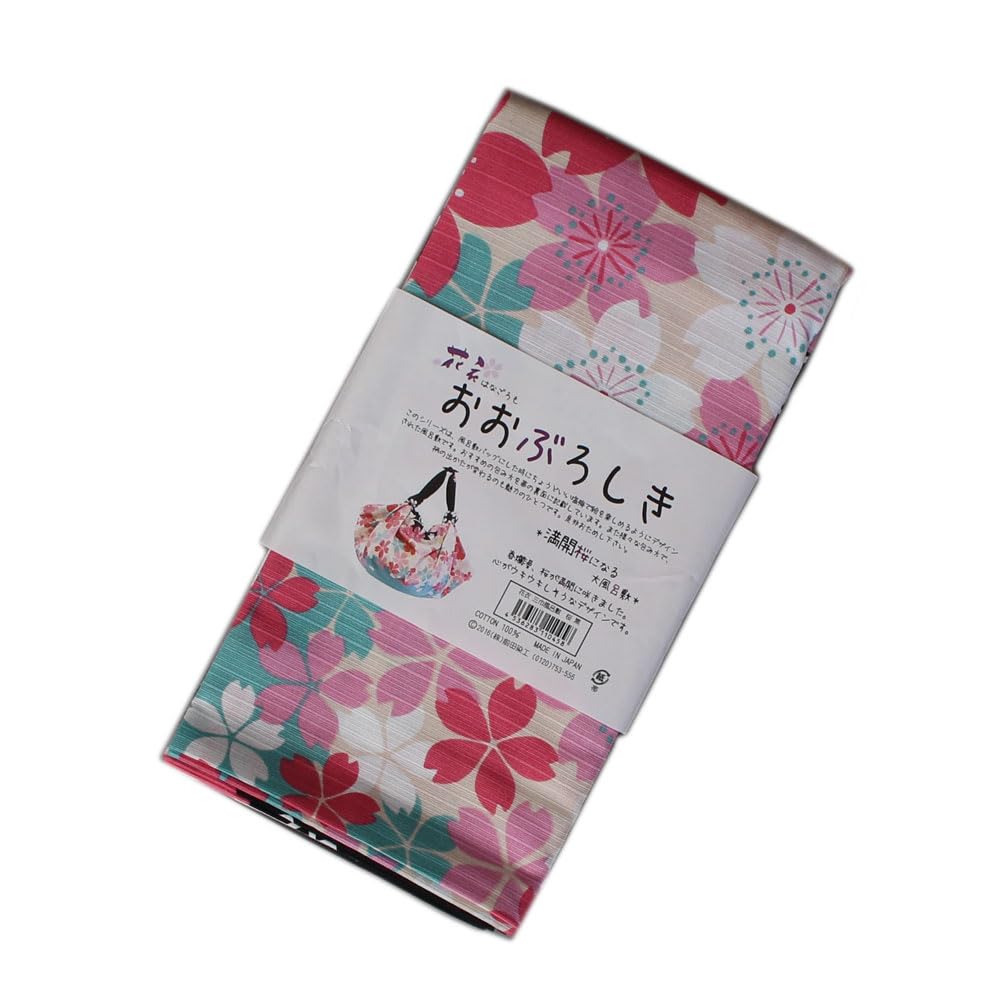 Maeda Senko Flower Cloth Cherry Blossom Black In 105cm X Cotton [cca123] Furoshiki, Three-Width, Pattern, (Made Japan), 105cm, 100% [Kimono Weather]