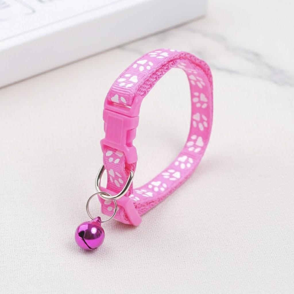 

Colorful Adjustable Cat Collar with Bell Durable Paw Print Design Pet Supplies Cat Accessories роза розовый