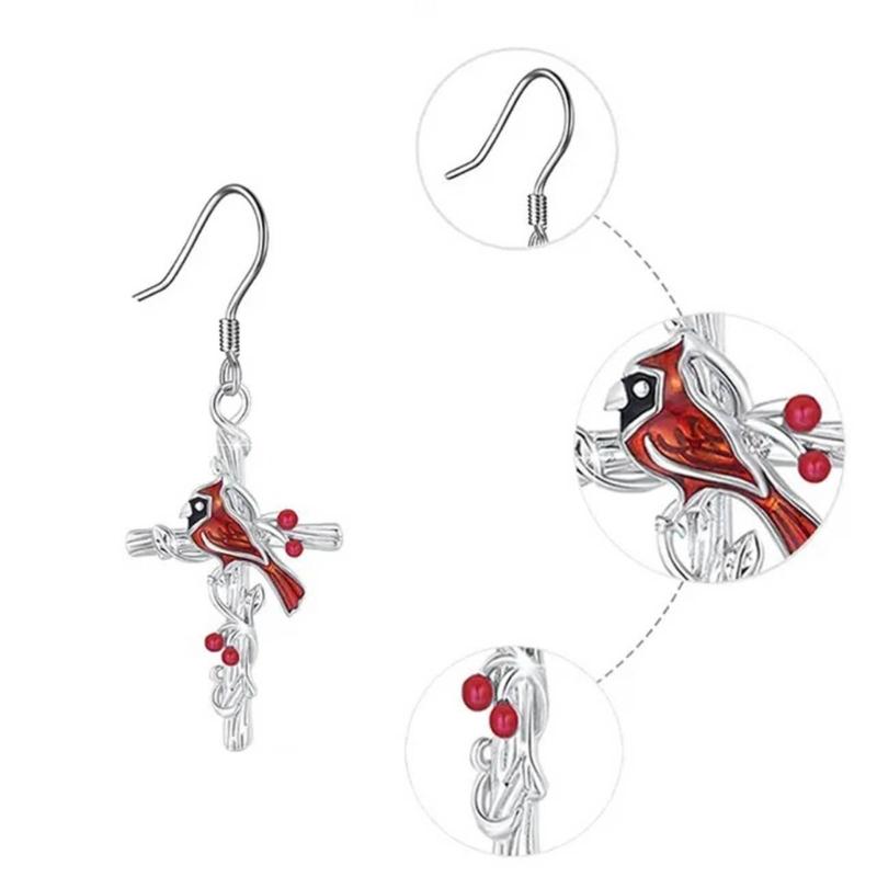 Fashion Redness Bird Pendant Necklace Drop Earring Rings Unique Animals Keychain Keyring Clavicle Chain Vintage Jewelry