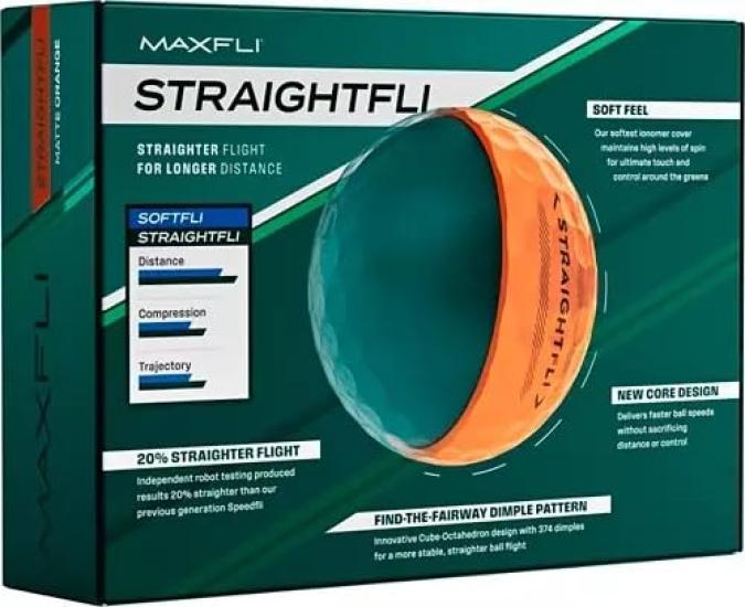 2025 Maxfli Golf Balls Straightfli Golf Balls Straight Fly Balls Hard To Curve Rules Compliant (Matte Orange) [Used]