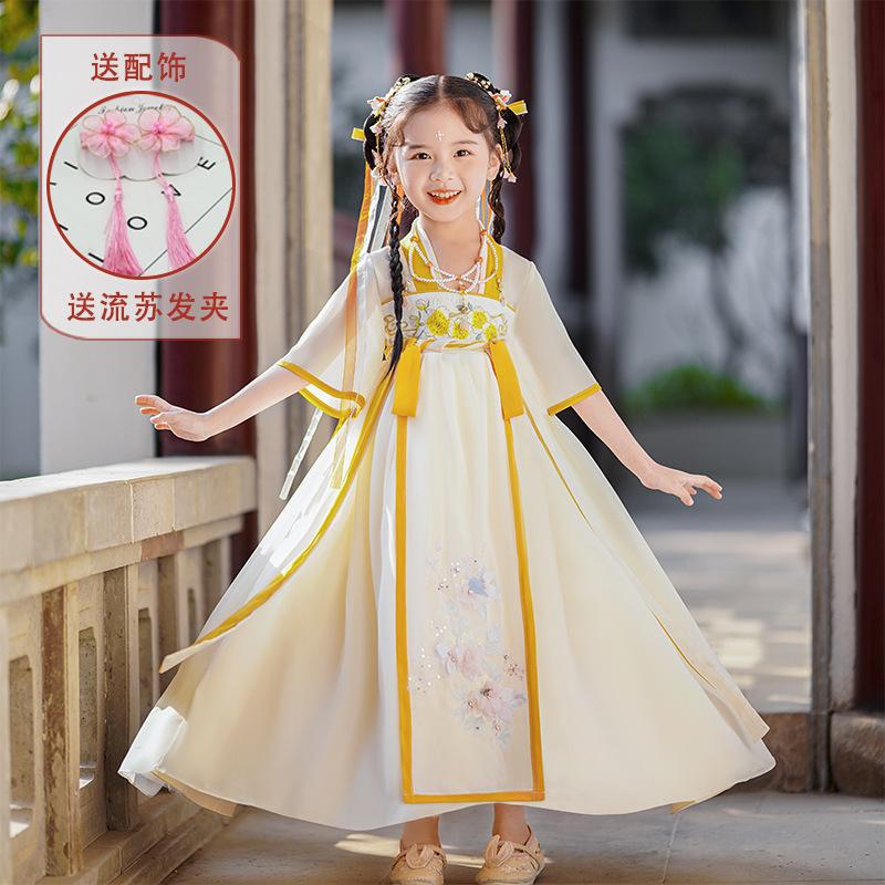 

Древний костюм ханьфу для девочек, детское платье для маленьких девочек в китайском стиле, платье Тан, юбка принцессы, национальный костюм, детский XXXL