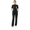 Women Color Block Scrub Romper Short Sleeve Front Zipper Straight Leg Jumpsuit Medical Workwear for Doctor Nurse Salon