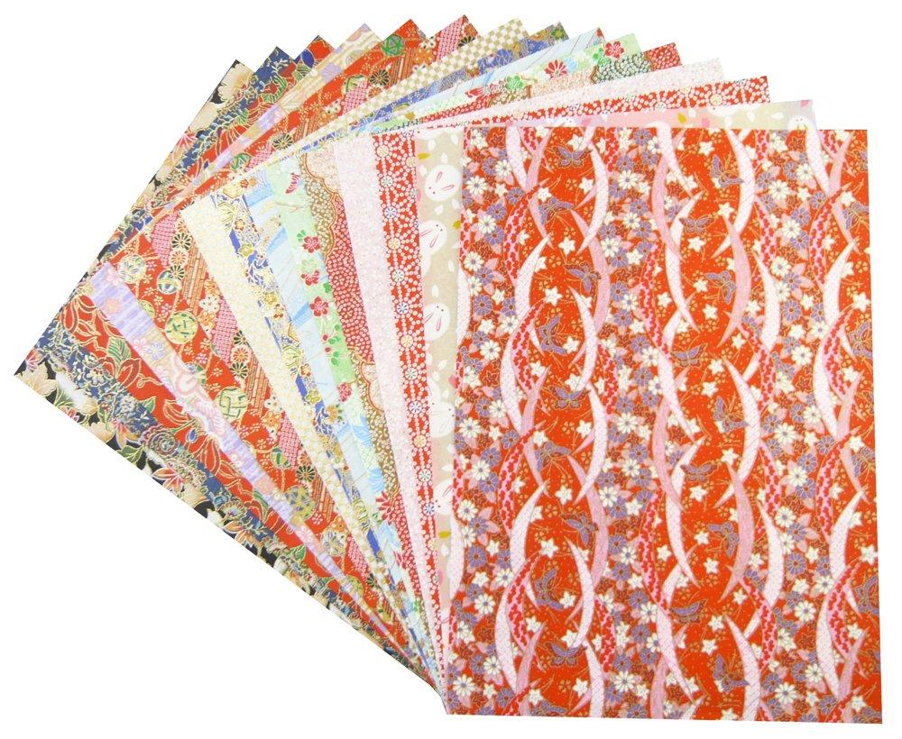 Kawasumi Washi Chiyogami Yuzen B4 15 15 Sheets per A Washi, Size, Patterns, Set,