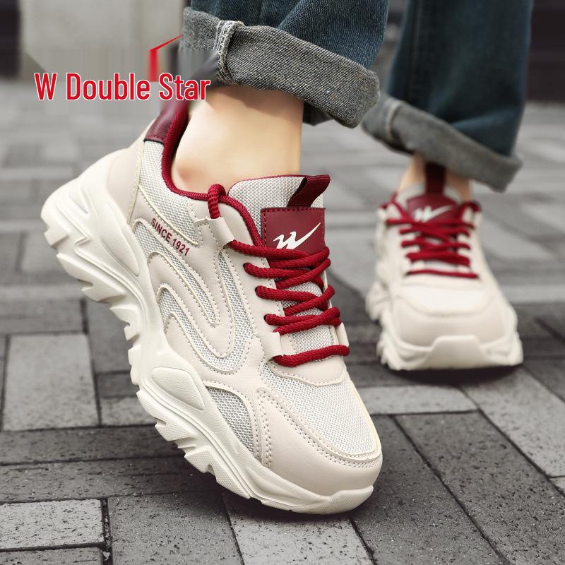 Women s Double Star Platform Mesh Dad Shoes - Spring 2025 Height-Boosting Casual Sneakers 36