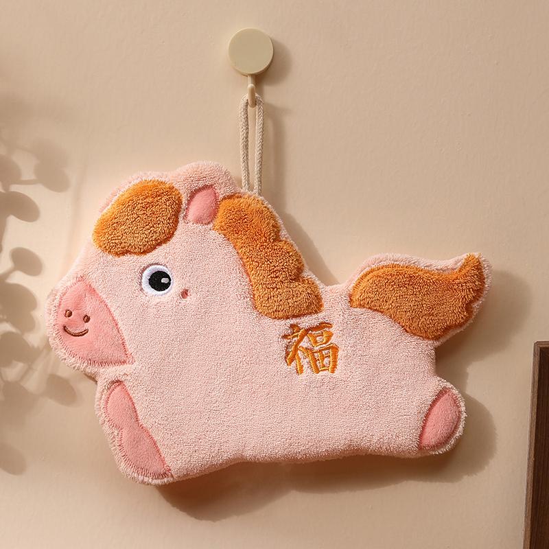 Chinese Year 2026 Hand Towel Cartoon Absorbent Towels Chinese Spring Festival Quick Drying Towels Cute Horse Hanging Cloth