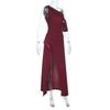 Summer 2026 European and American new slim-fitting long dress European and American style suspender slanted shoulder pleated split A pendulum dress