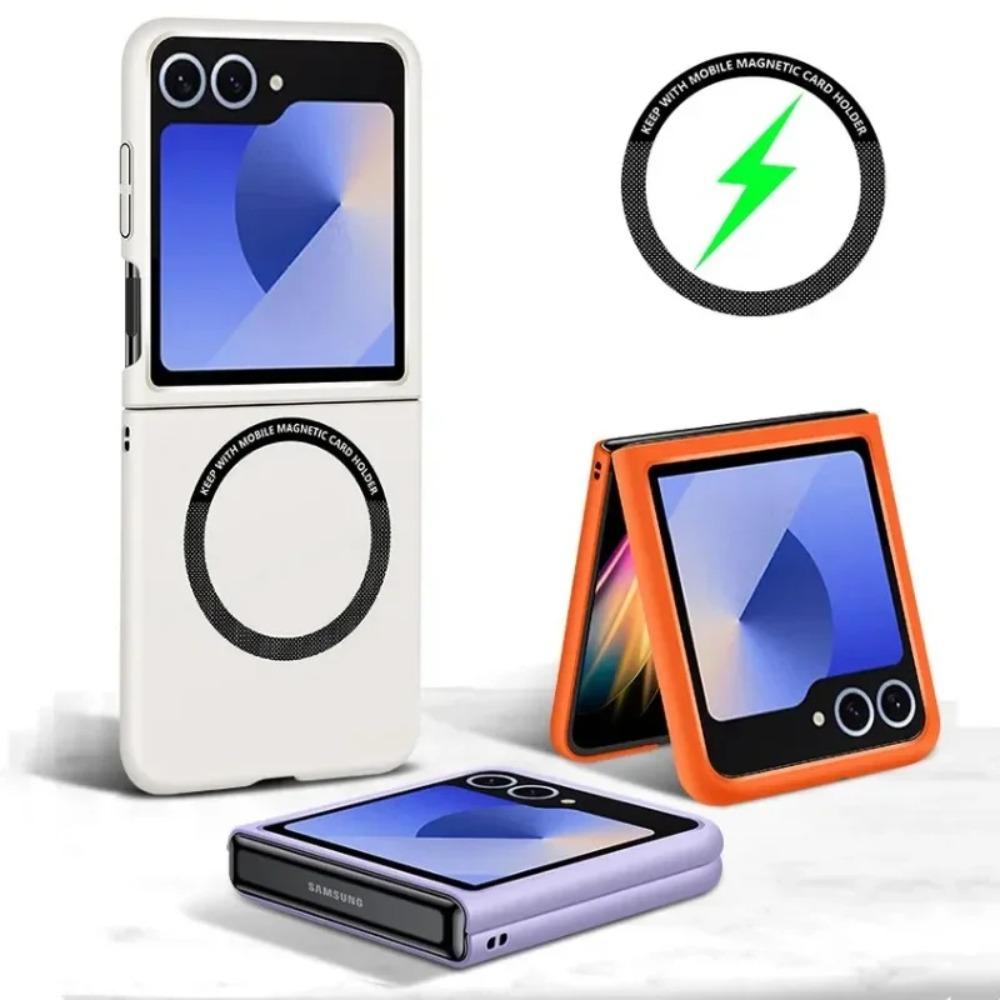 Luxusní Jednoduchý Ultratenký Jednobarevný Kryt na Telefon pro Samsung Galaxy Z Flip 7 6 5 4 3 Magnetická Přitažlivost Nárazuvzdorný Ochranný Kryt