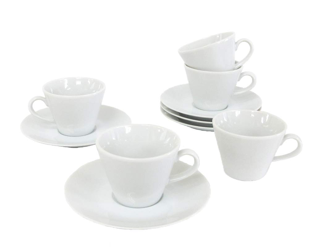 White coffee cups and saucers, set of 5, hotel-grade, commercial use, made in Japan