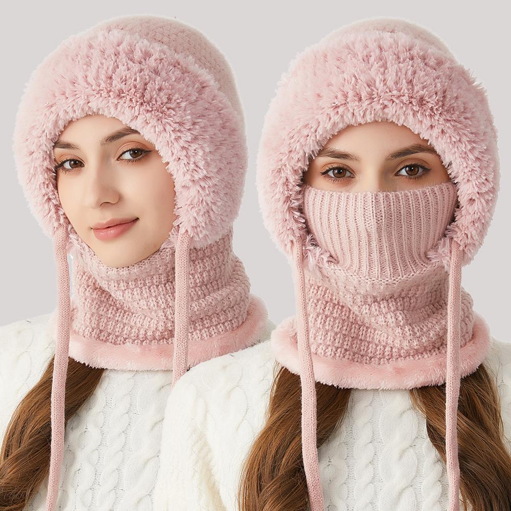 Wind-Resistant Balaclavas Face Mask Neck Scarf Set Hooded Balaclava Ski Hat  for Cold Weather