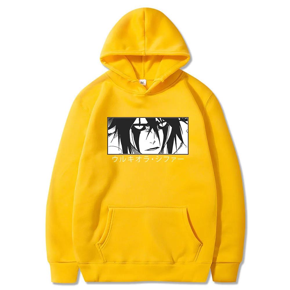 Men's Japanese Anime Bleach Ulquiorra Cifer Harajuku Hoodie Gothic Cartoon Streetwear Long Sleeve Casual Sweatshirt Moto