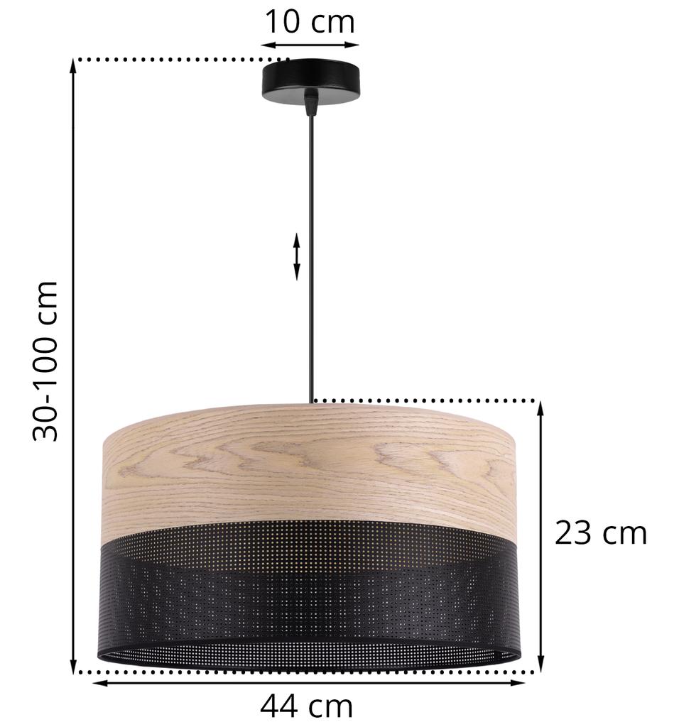 Single Hanging Lamp Classic Oak Veneer Lampshade 44Cm
