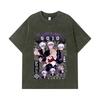 275 GSM Washed T-shirts 100% Cotton Jujutsu Kaisen V24 Gojo Print Unisex Heavy Cotton T Shirt