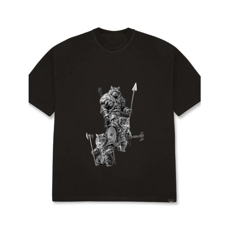 

Футболка оверсайз Черный Воин Волк Графический принт Свободный Уличный стиль Мужская Мода Топ Наряд для повседневной носки XXXL чёрный