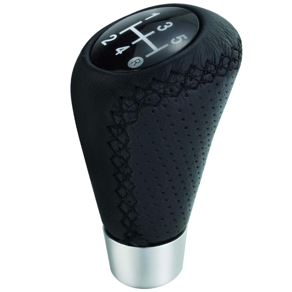 Lunsom PU Gear Shift Knob Shift Knob for General Auto Manual Cars 5-Speed (Black Stitching)
