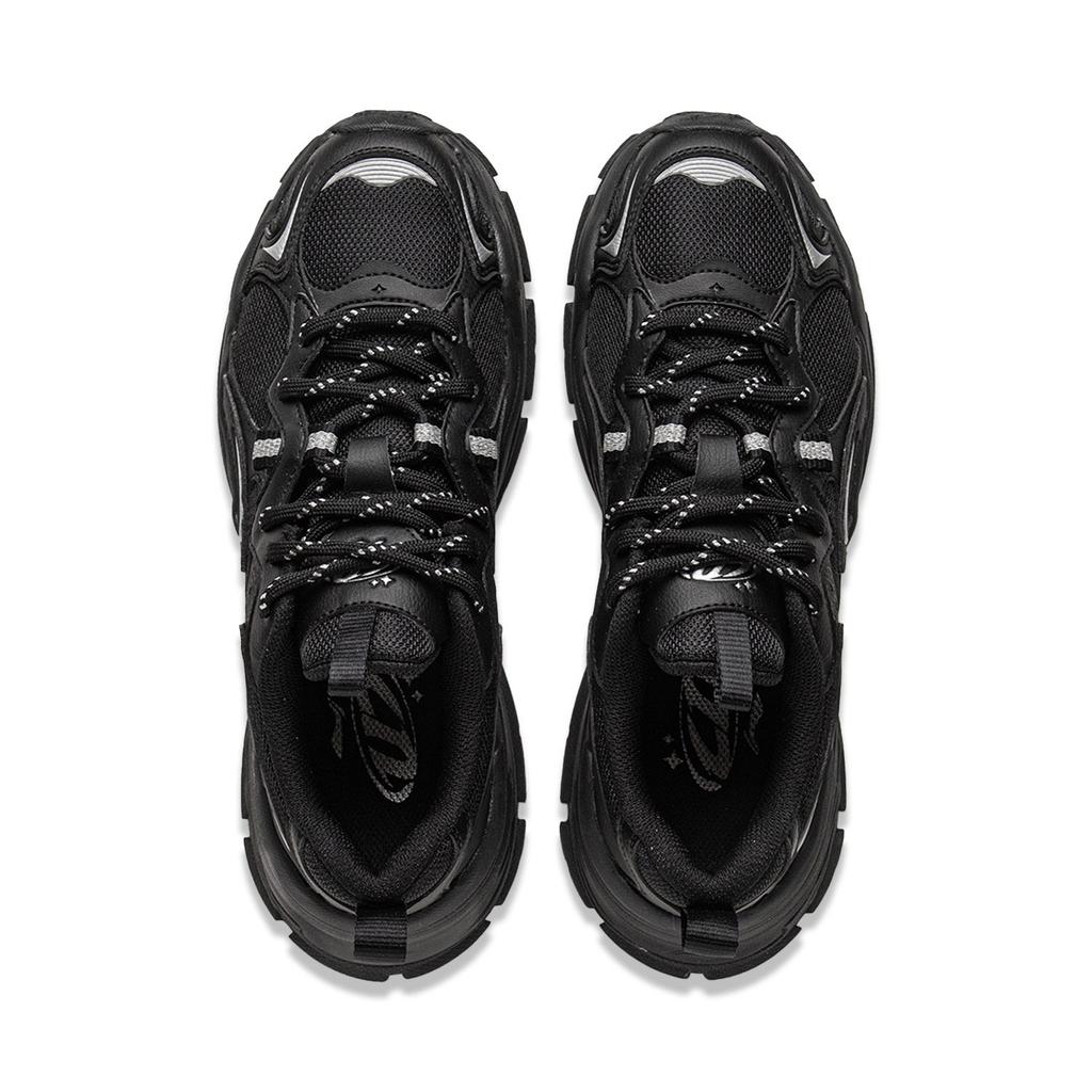 Li Ning Star Synthetic Leather, Textile Low Top Casual Shoes Women's Black AGCV252-4