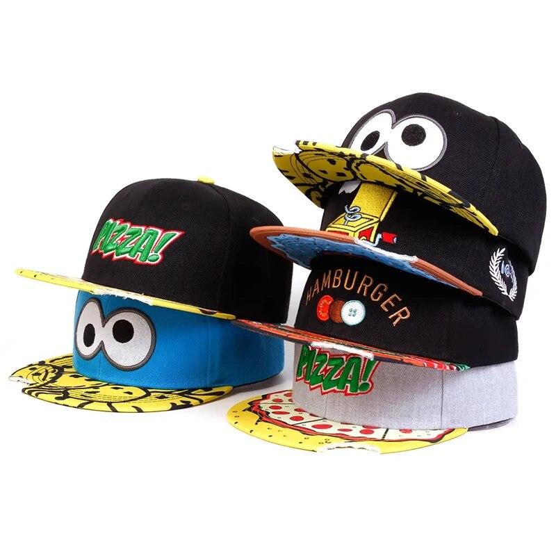 Unisex Eye Pizza Embroidery Hip-Hop Hats Spring And Autumn Outdoor Adjustable Casual Baseball Caps Sunscreen Hat