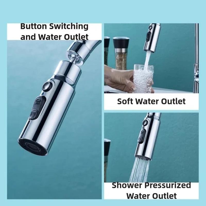 Prodloužení kuchyňské baterie 3 režimy Koupelnový rozprašovač proti stříkající vodě Otočný perlátor baterie o 360° Domácí prodloužený sprchový sprejový filtr