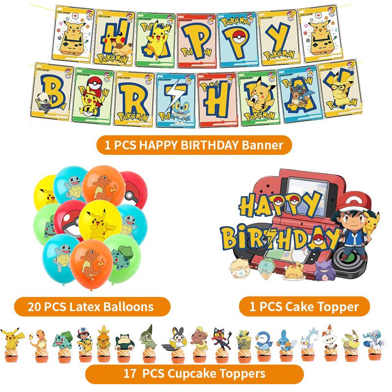 

Children S Birthday Party Decoration, Cake Plate, Cuphat, Tablecloth, Flag, Balloon Poster cards 17