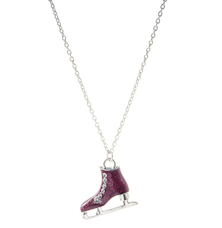 Multicolor Ice Skates Pendant Necklace with Alloy Sweater Chain
