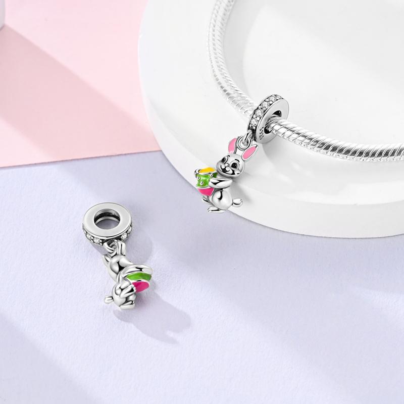 Copper Rabbit Pendant Rabbit Birthday Cake Beads Fit 4Mm Hole Diamete Charms Bracelets Women Diy Jewelry Gift