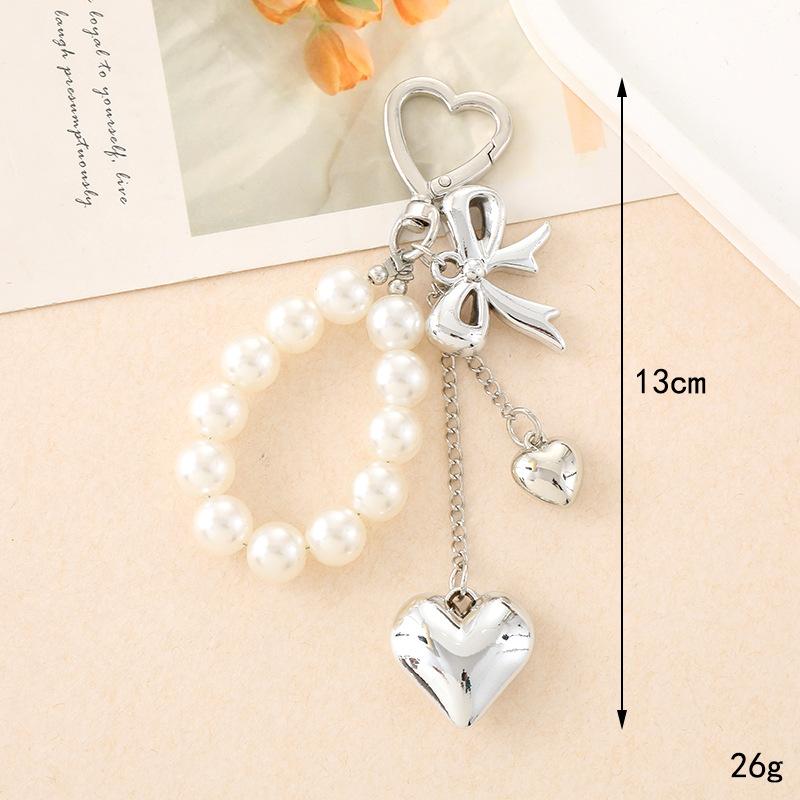 Creative Pearl Heart Phone Strap Bag Charm Accessory for Phone Case Keychain Decor